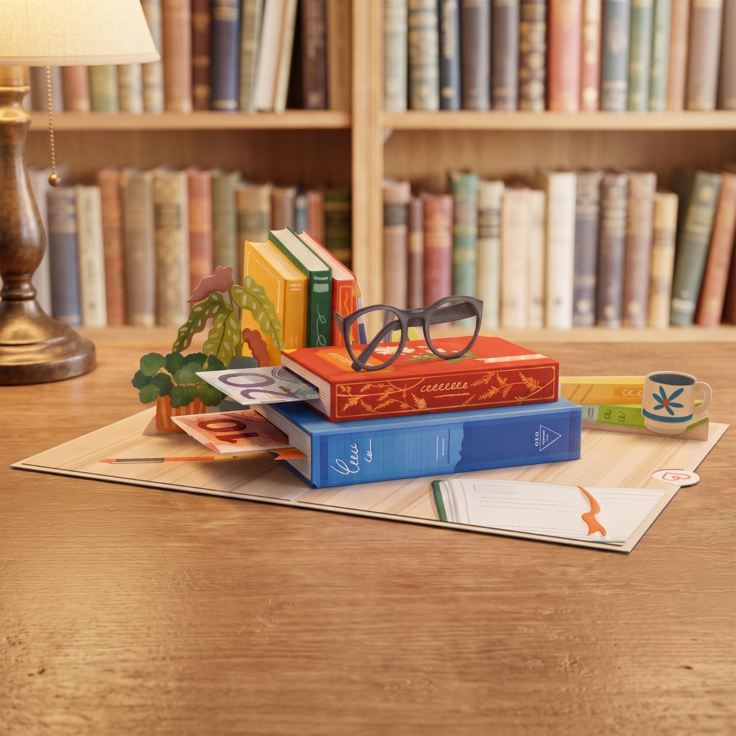 Buchgutschein Pop-Up Karte
