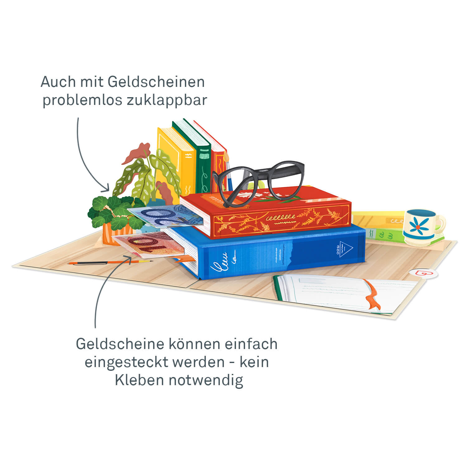 Buchgutschein Pop-Up Karte