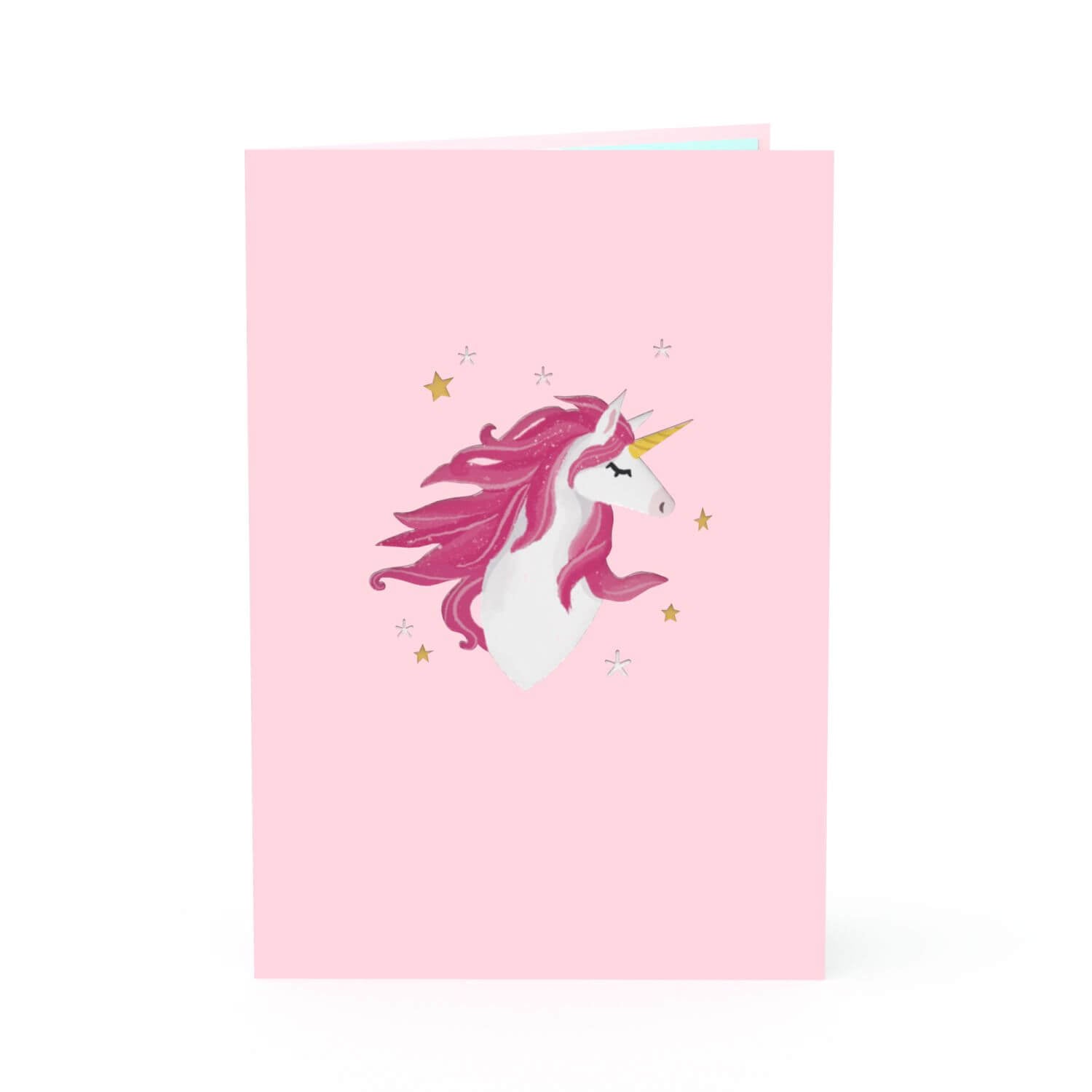 Carte pop-up Licorne avec arc-en-ciel