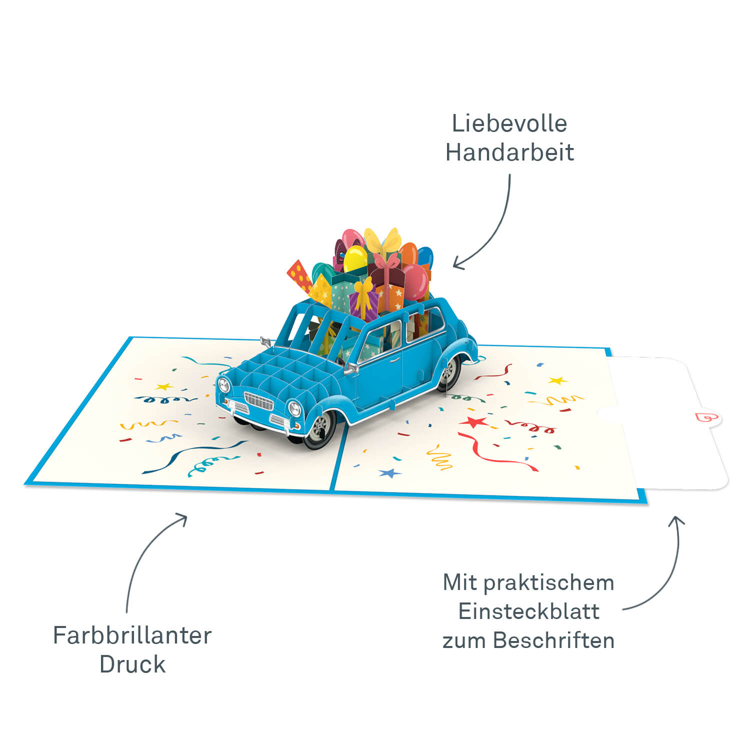 Carte pop-up voiture d'anniversaire