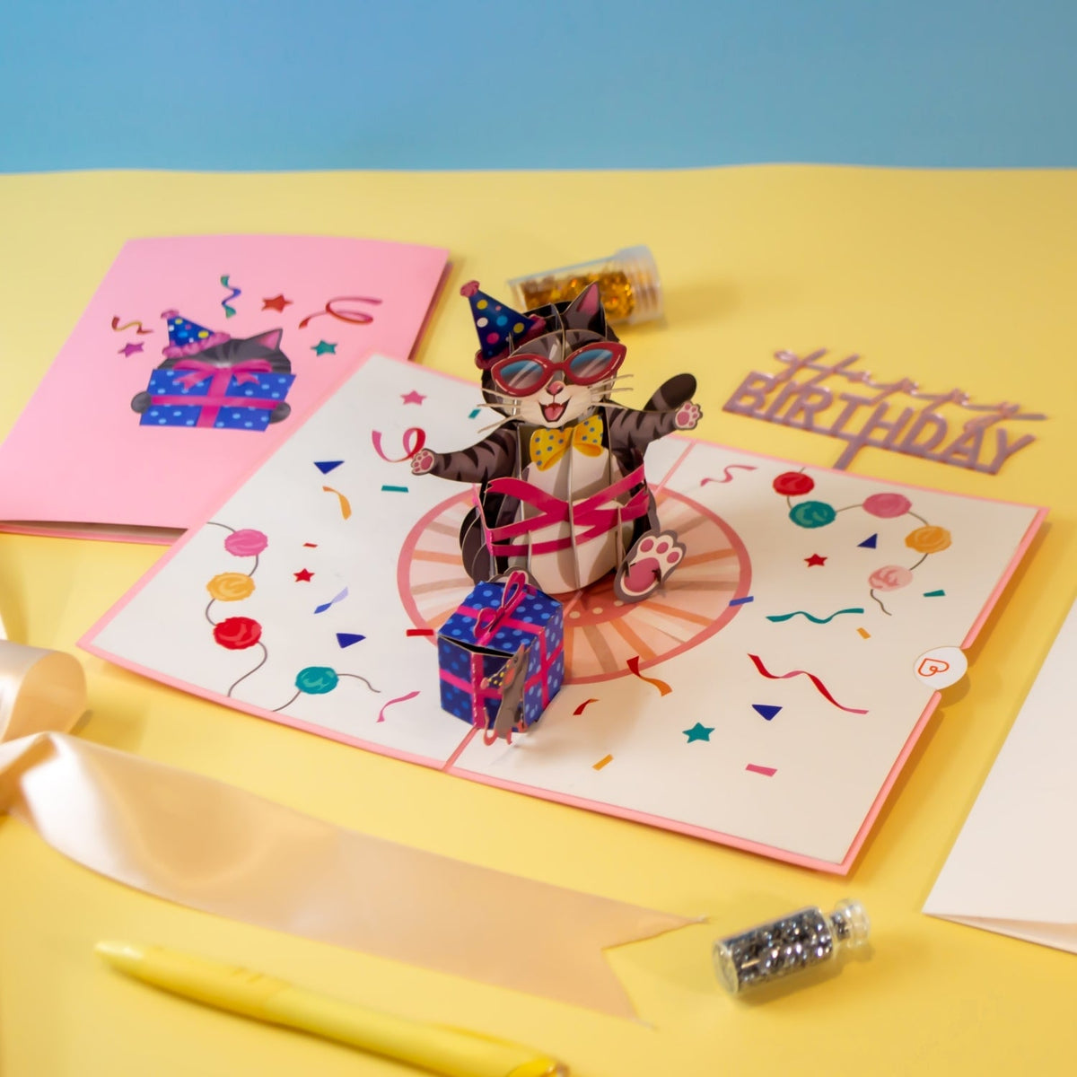 Geburtstagskatze Pop-Up Karte
