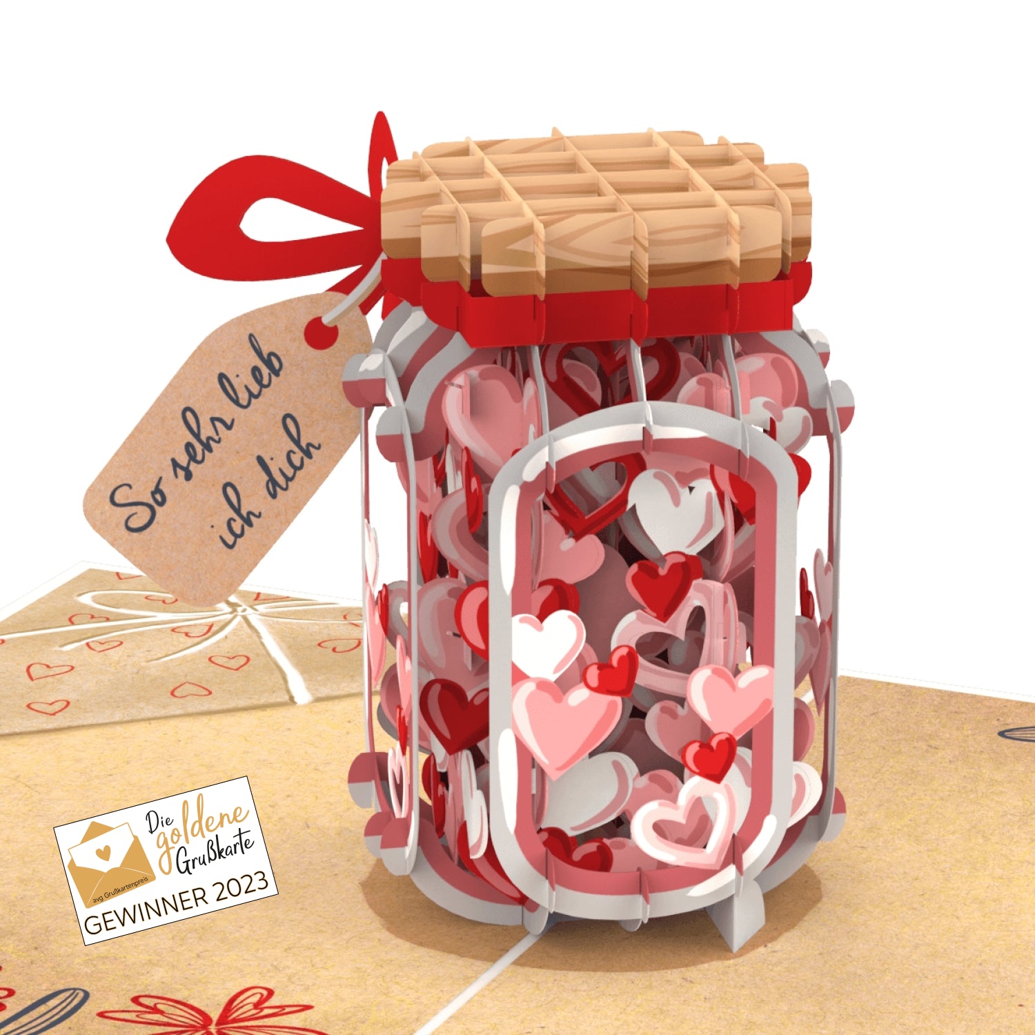 Carte pop-up Un verre plein d'amour