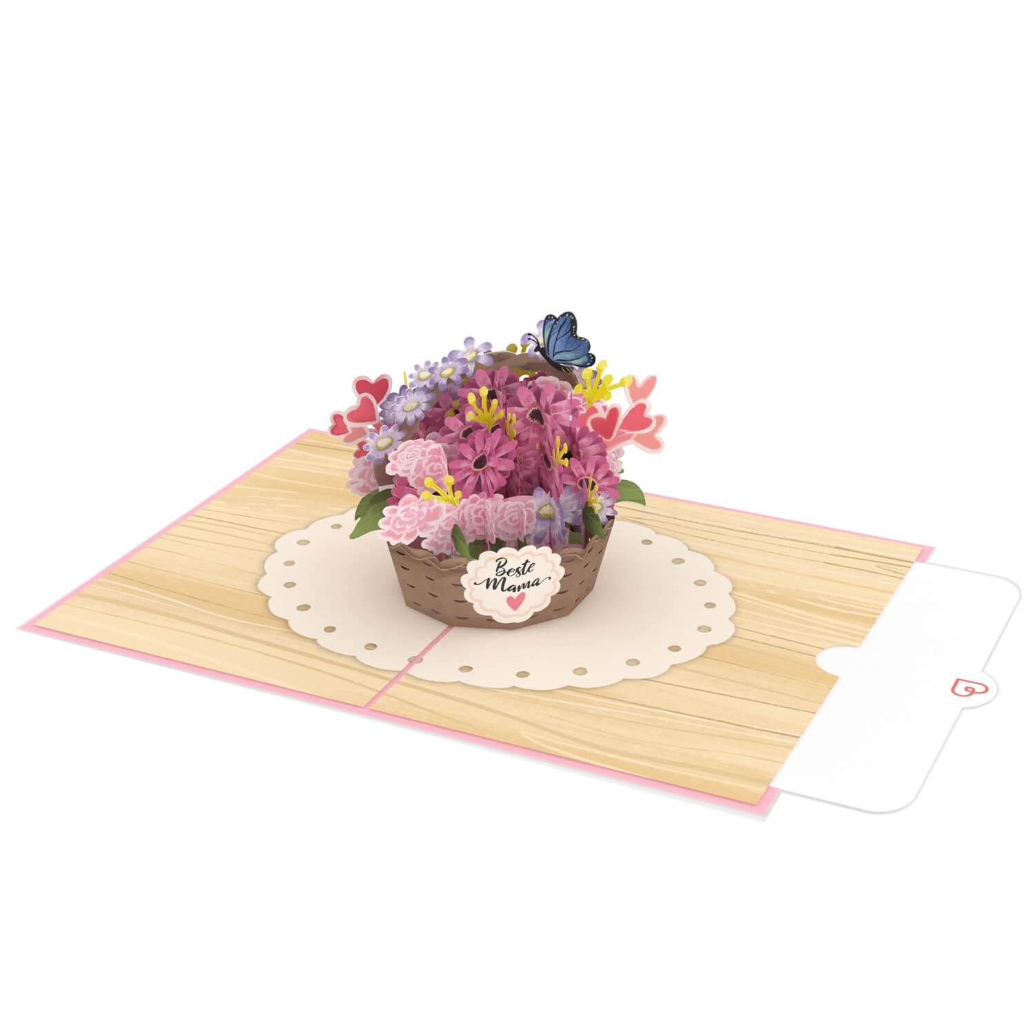 Carte pop-up du panier de fleurs de la meilleure maman