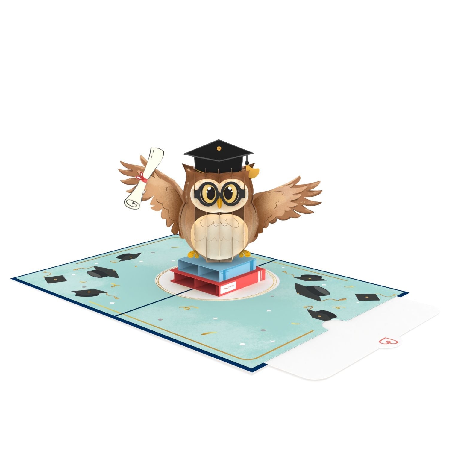 Carte pop-up Chouette avec mortier