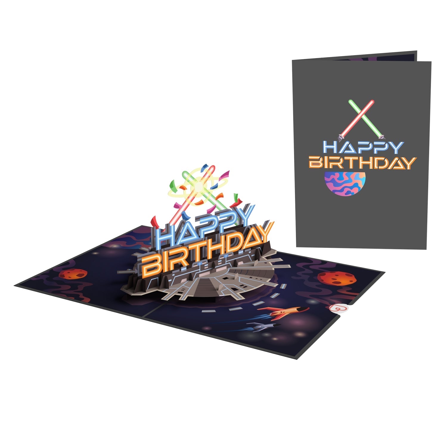 Carte pop-up d'anniversaire galactique