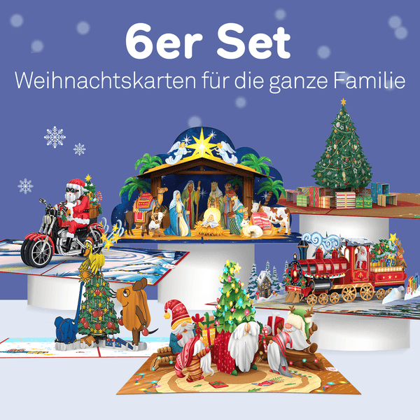 6er Set Pop-Up Karten "Weihnachtsgrüße für die ganze Familie"