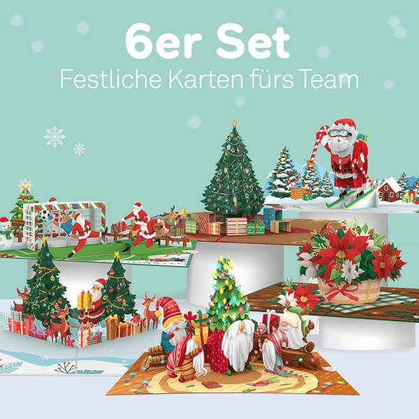 6er Set Pop-Up Karten "Weihnachtsgrüße für Kollegen"