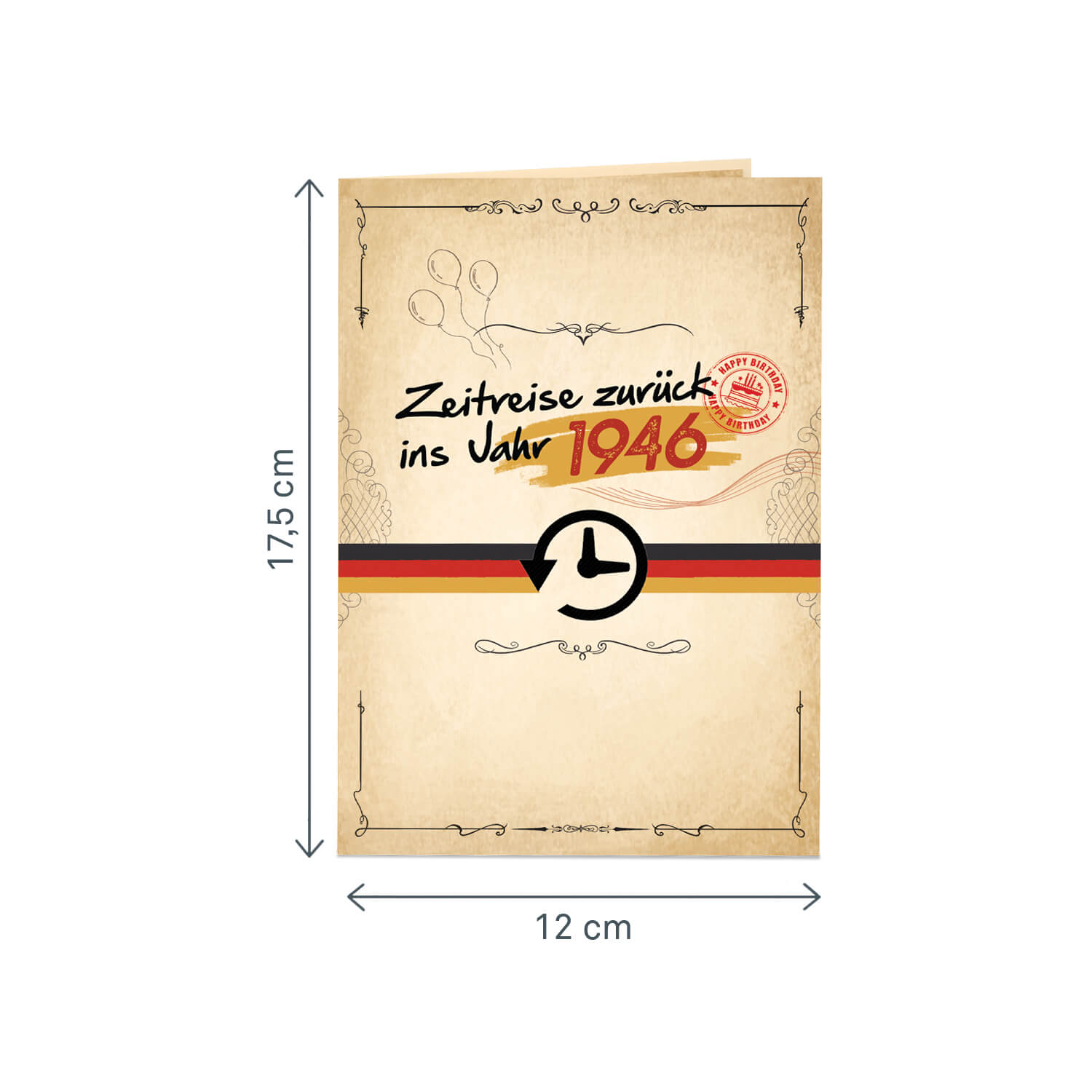 Zurück ins Jahr 1946 Pop-Up Karte