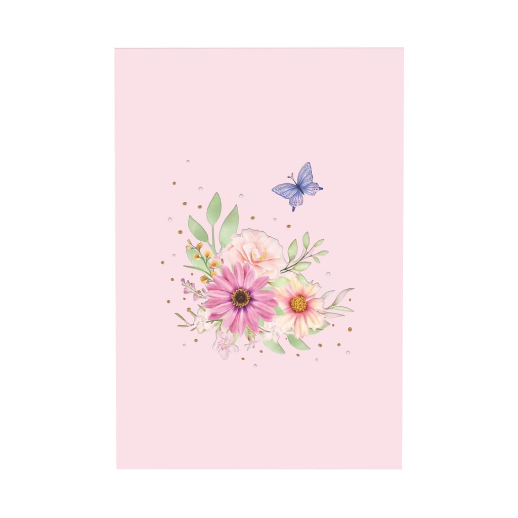 Carte de vœux pop-up Star Hyacinth avec fleurs bleues et papillon