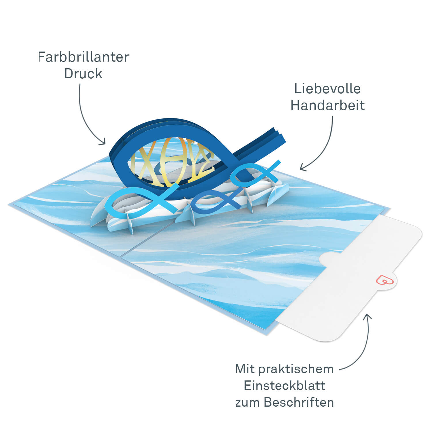 Christlicher Fisch (Konfirmation) Pop-Up Karte
