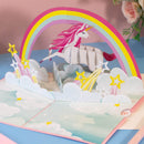 Carte pop-up Licorne avec arc-en-ciel