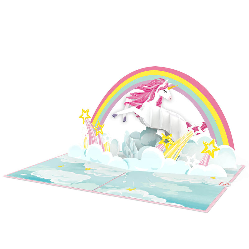 Carte pop-up Licorne avec arc-en-ciel
