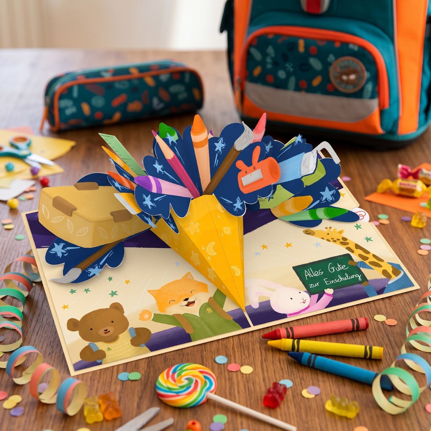 Carte pop-up cône scolaire