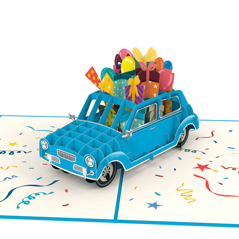 Carte pop-up voiture d'anniversaire