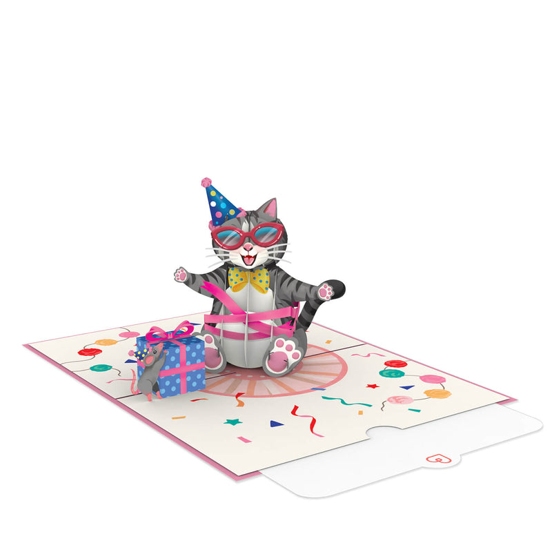Carte pop-up anniversaire chat