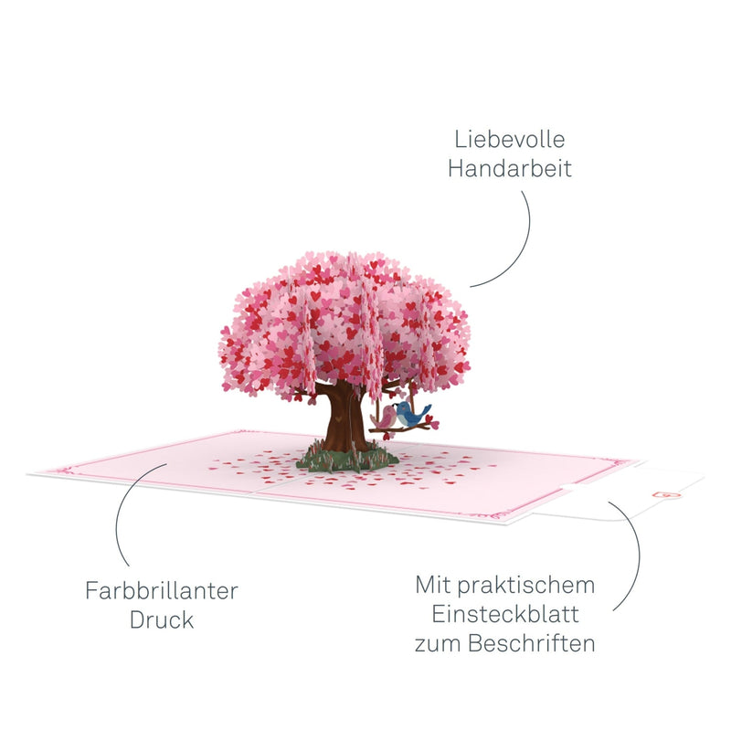Herzbaum mit Turteltauben Pop-Up Karte