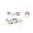 Hochzeitsauto mit "Just Married" Girlande Pop-Up Karte