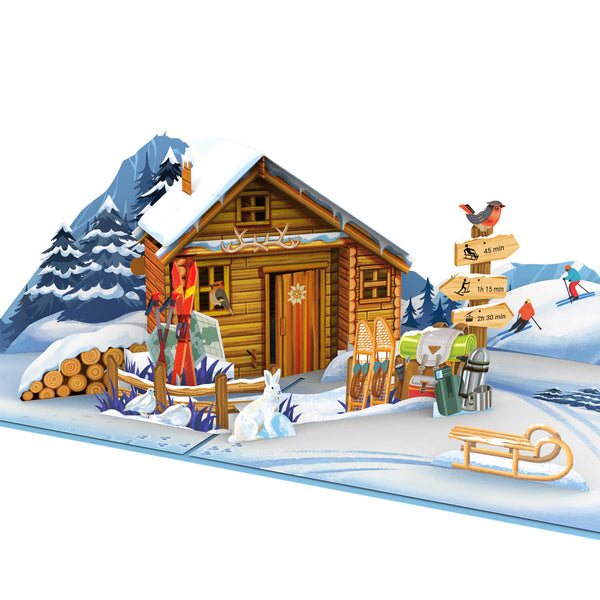 Winterhütte Pop-Up Karte