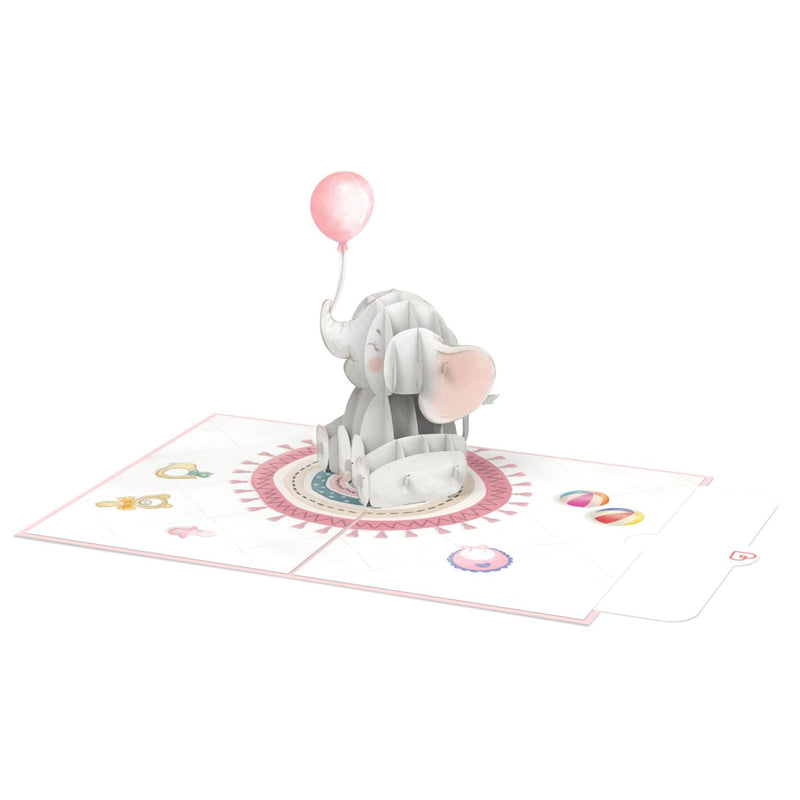 Baby-Elefant (Rosa) Pop-Up Karte