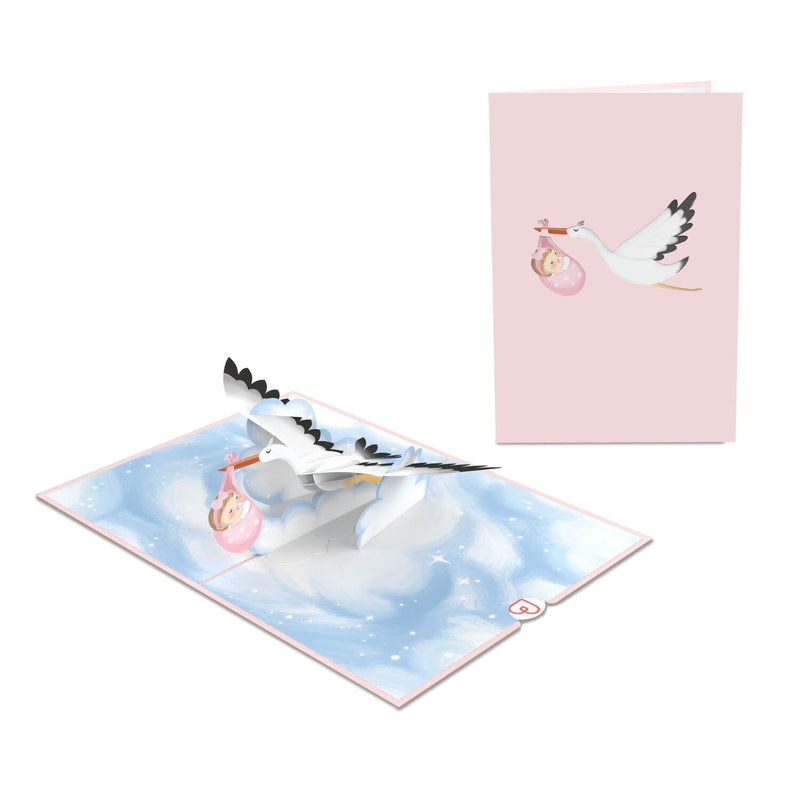 Storch & Baby (Rosa) Pop-Up Karte