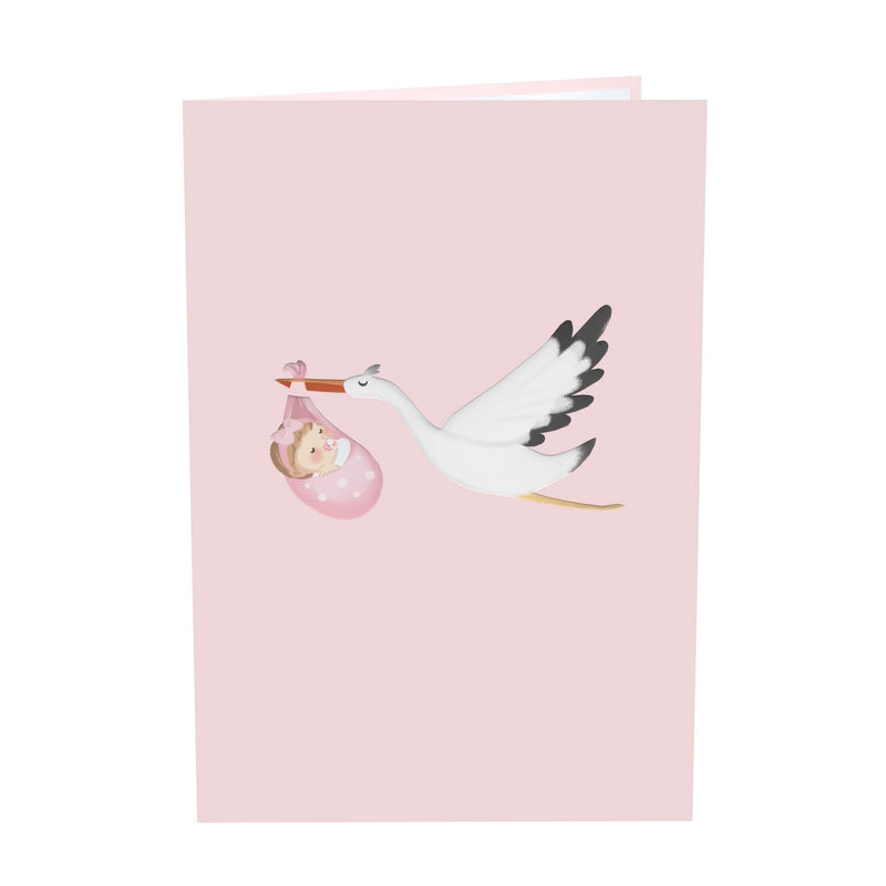 Storch & Baby (Rosa) Pop-Up Karte