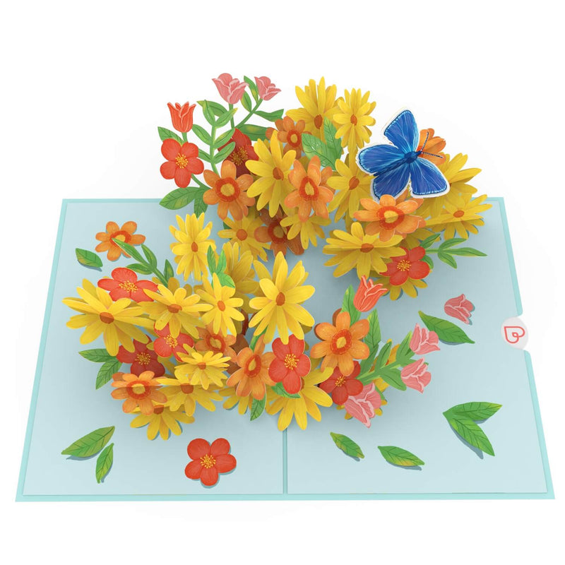 Carte 3D Pop-up papillon sur tournesol jaune