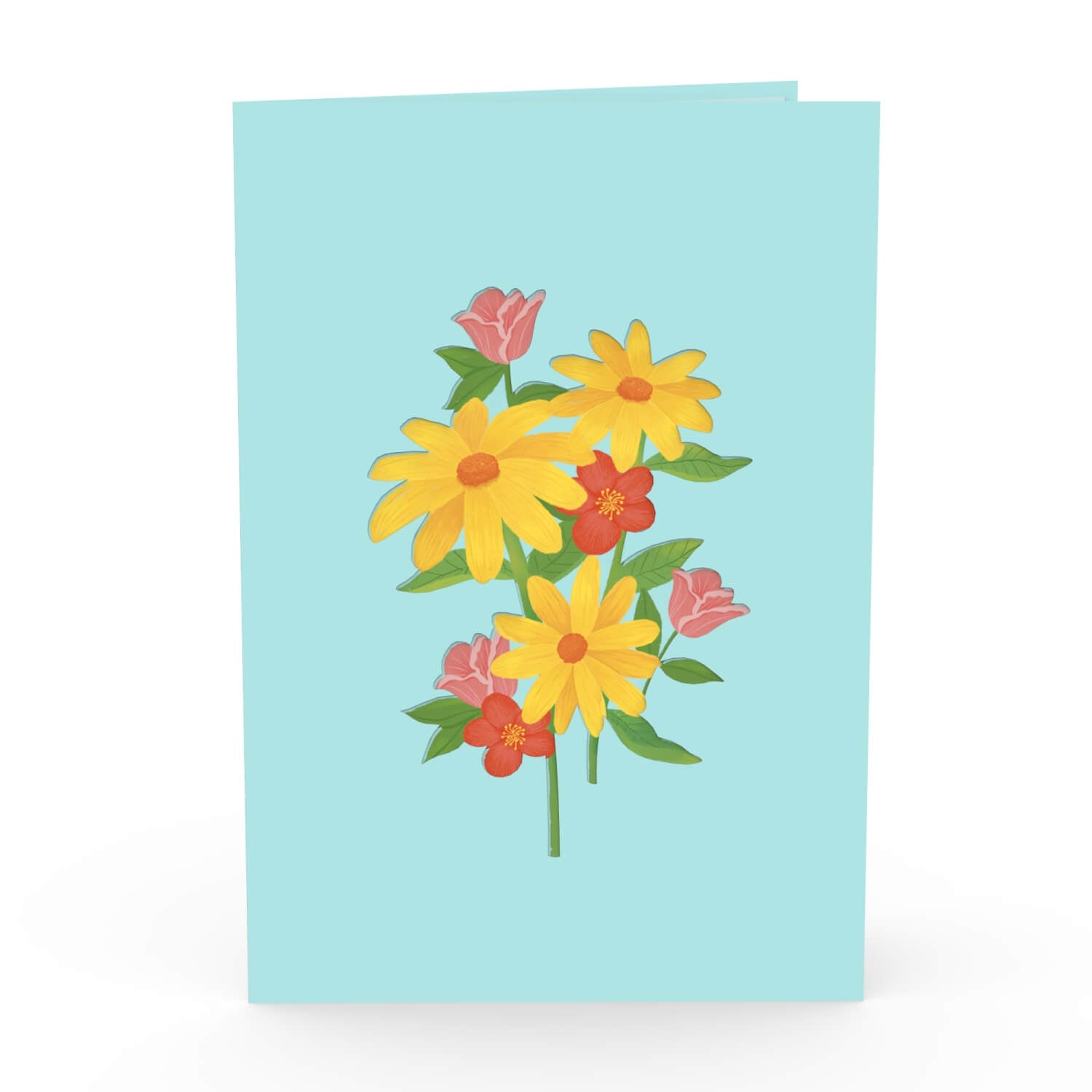 Carte pop-up Marguerites colorées avec papillons