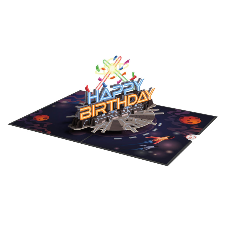 Carte pop-up d'anniversaire galactique