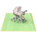 Kinderwagen mit Baby Pop-Up Karte