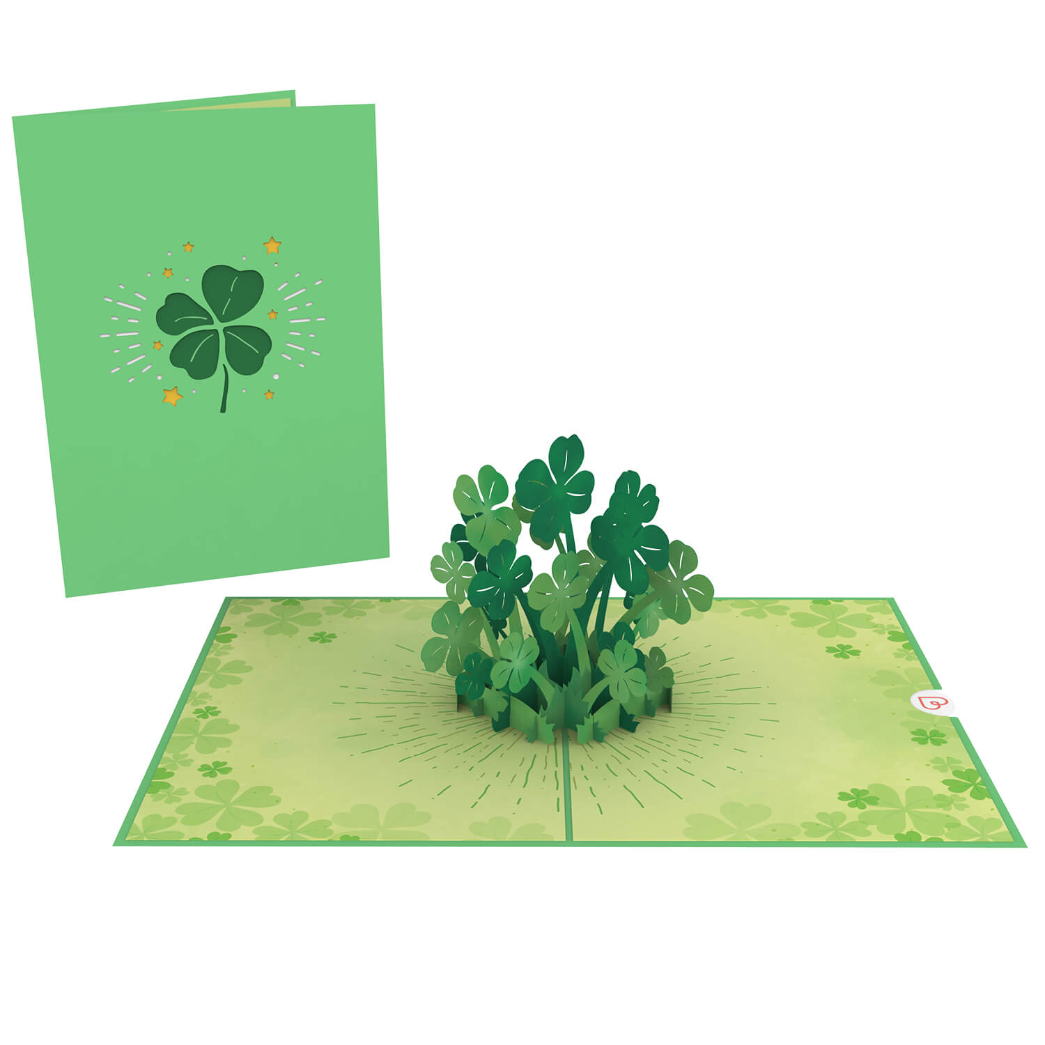 Carte pop-up trèfle porte-bonheur