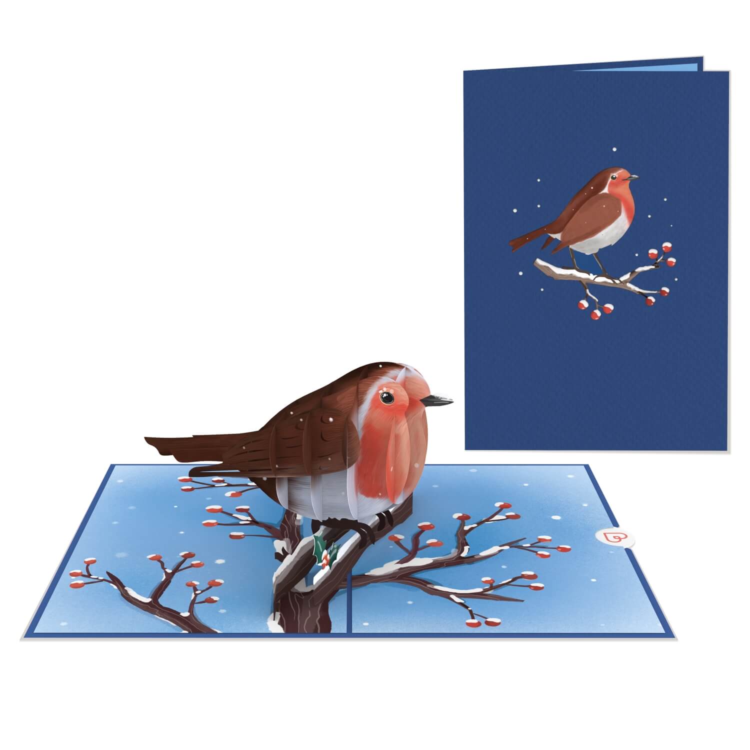 Carte pop-up Merles en hiver