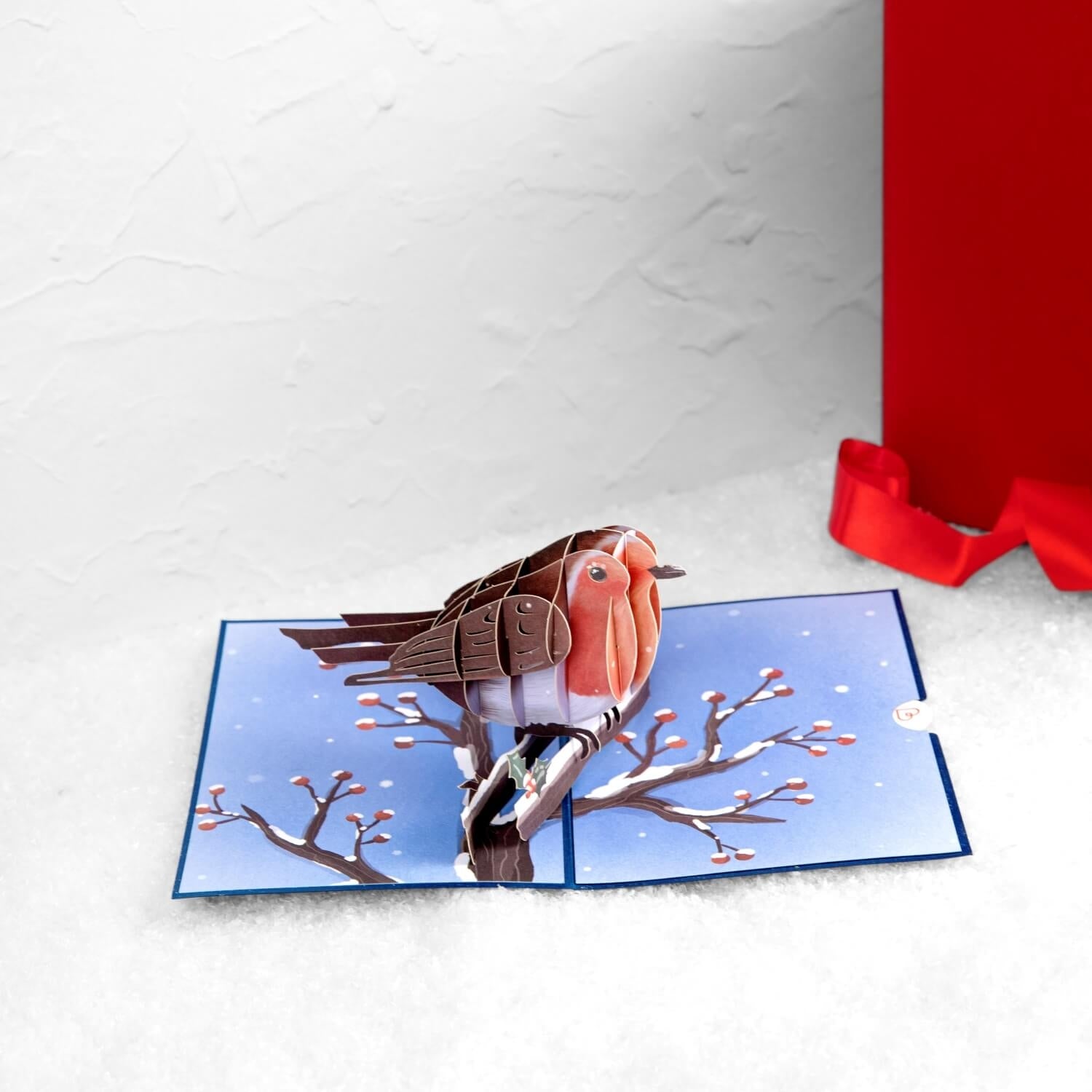 Handgemachte Weihnachtskarte „Rotkehlchen Im Baum“ Für Mama – Persönlich & Einzigartig