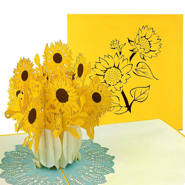 Pop Up Karte Blumen - 3D Karte Sonnenblumen