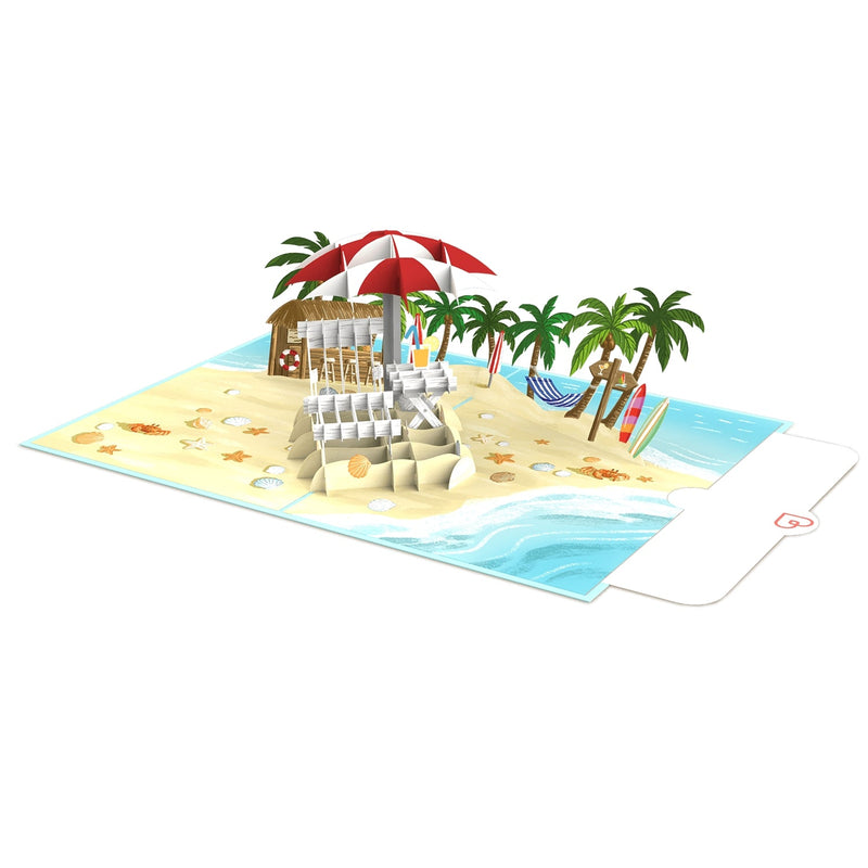 Carte pop-up vacances à la plage