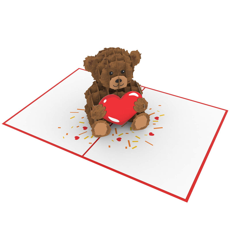 Carte pop-up ours en peluche avec coeur