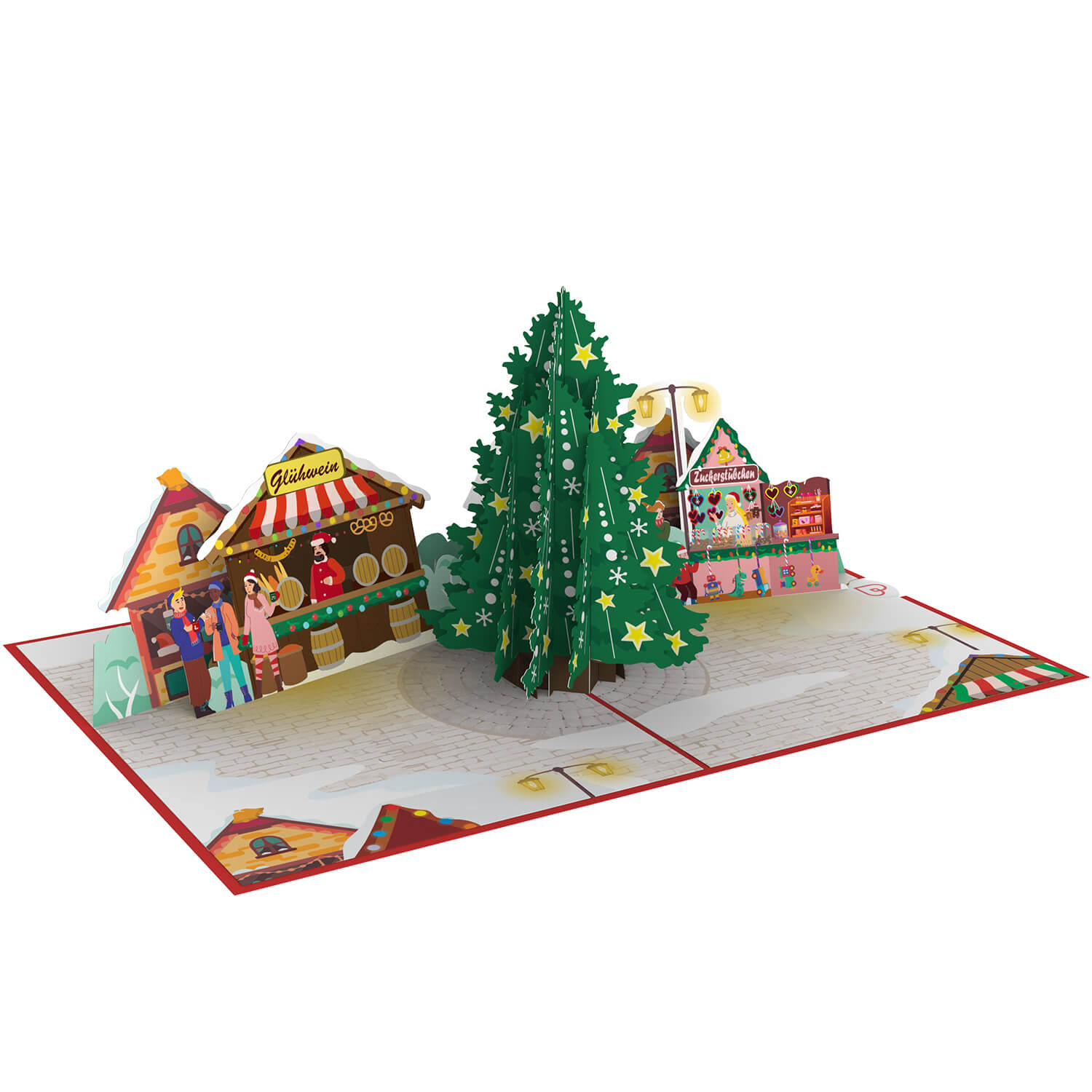 Carte pop-up marché de Noël