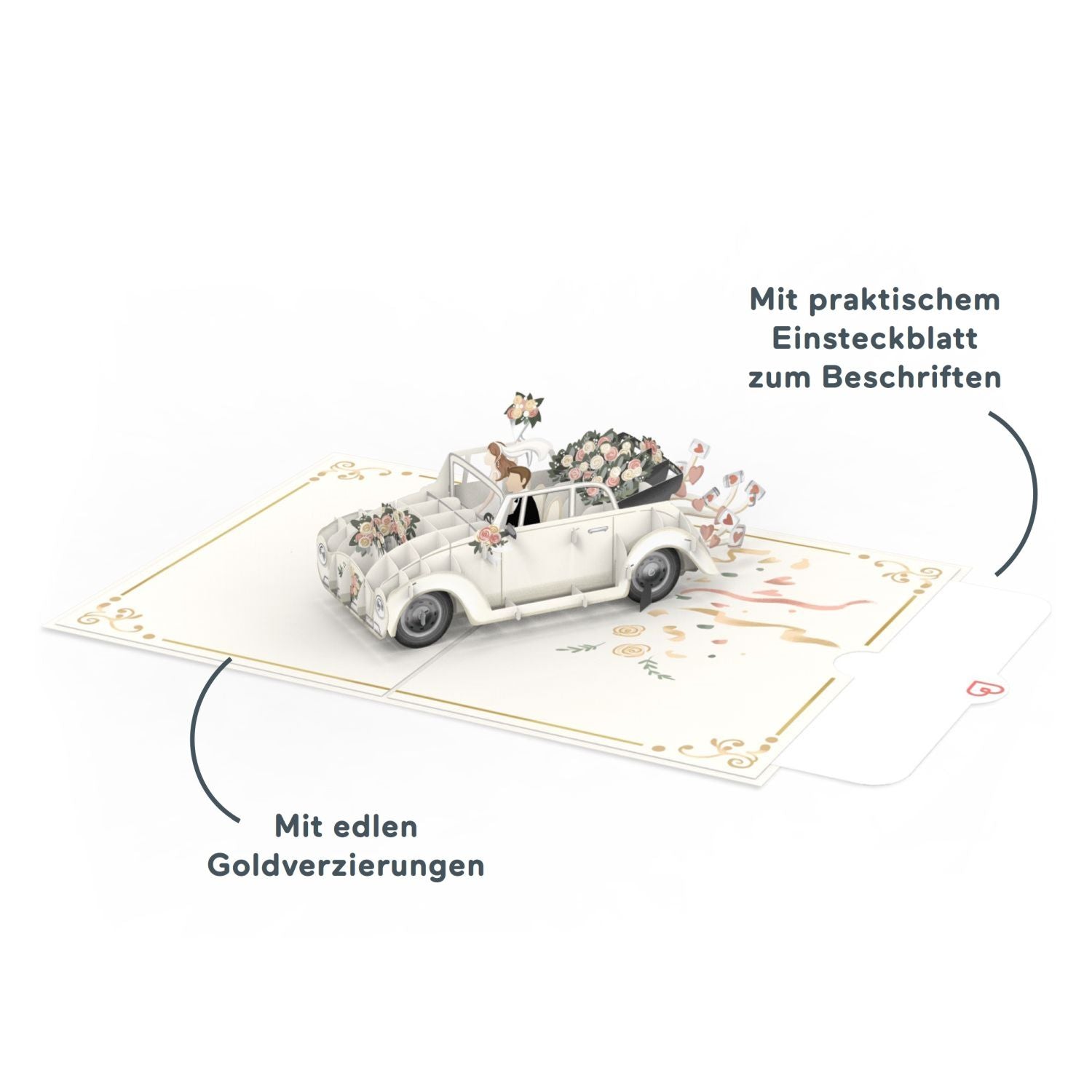 Carte pop-up voiture de mariage