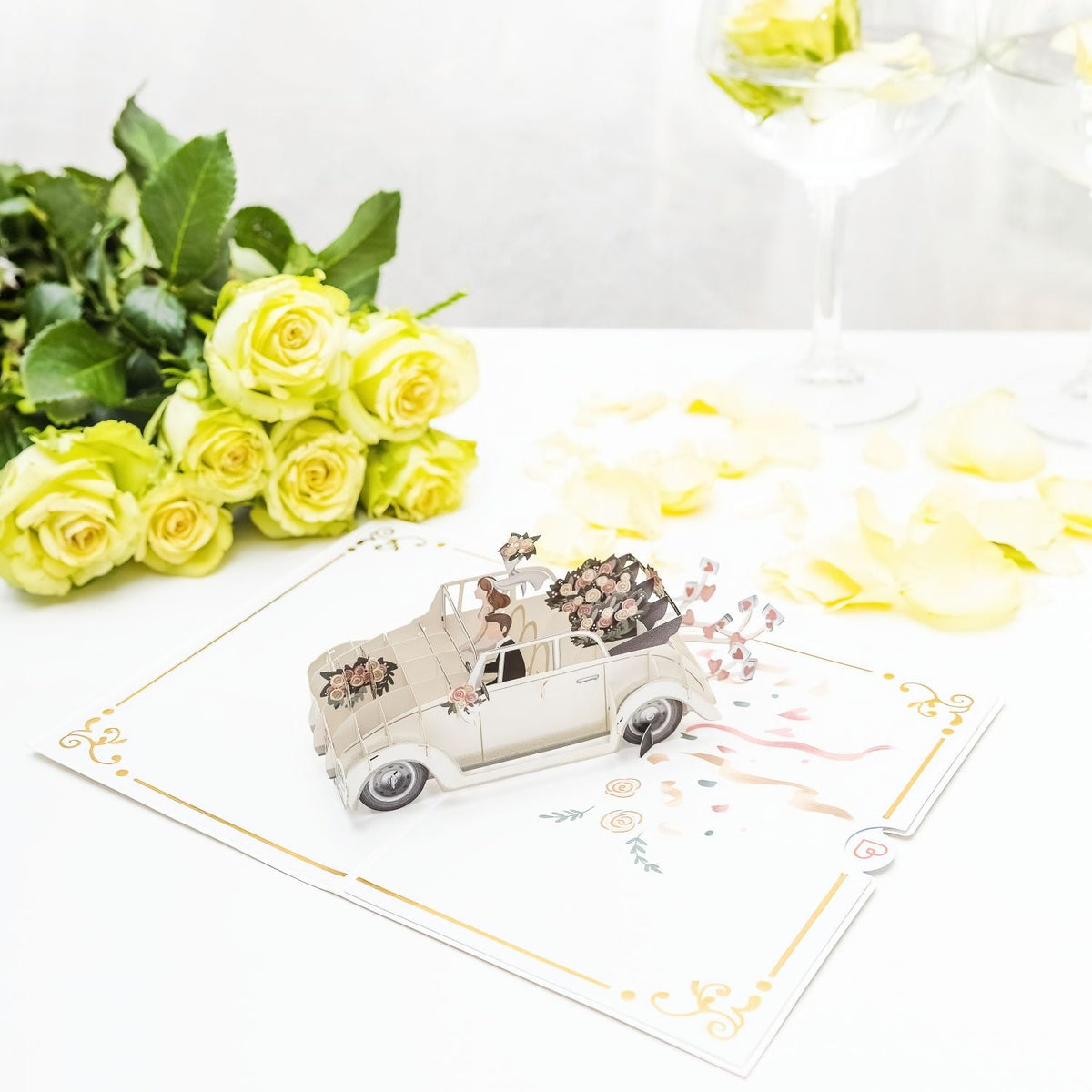 Carte Pop-up 3D Voiture De Mariage PACKLIST - Carte De Félicitations Personnalisable, Pour Lune De Miel
